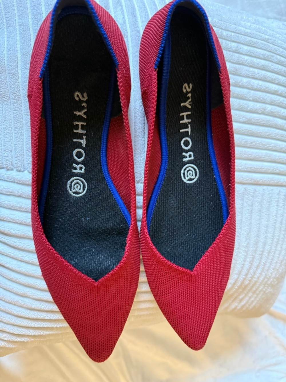 Rothy's Red Pointed Knit Flats